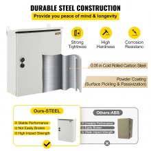 Caja eléctrica VEVOR, 20' x 16' x 8', caja exterior NEMA 4 certificada por  caja de conexiones con bisagras de acero al carbono laminado en frío a prueba de agua y polvo IP65 para uso en interiores y exteriores, con capota de lluvia