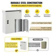 Caja eléctrica VEVOR, 20' x 16' x 8', caja exterior NEMA 4 certificada por  caja de conexiones con bisagras de acero al carbono laminado en frío a prueba de agua y polvo IP65 para uso en interiores y exteriores, con capota de lluvia