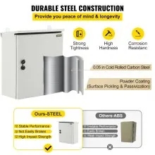 Caja eléctrica VEVOR, 20' x 16' x 10', caja exterior NEMA 4 certificada por  caja de conexiones con bisagras de acero al carbono laminado en frío a prueba de agua y polvo IP65 para uso en interiores y exteriores, con capota de lluvia