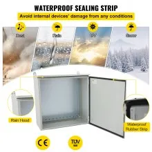 Caja eléctrica VEVOR, 20' x 20' x 6', caja exterior NEMA 4 certificada por  caja de conexiones con bisagras de acero al carbono laminado en frío a prueba de agua y polvo IP65 para uso en interiores y exteriores, con capota de lluvia
