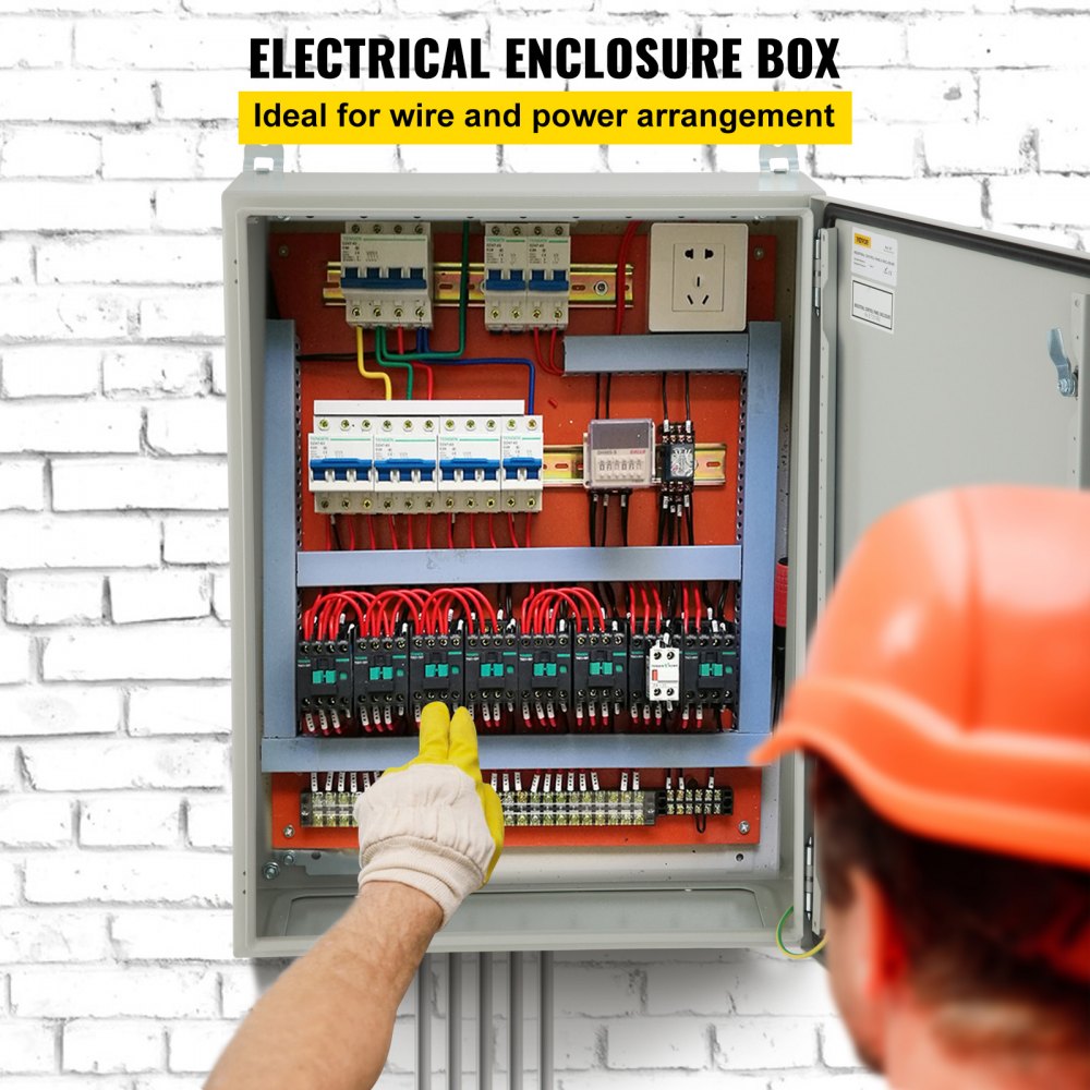 VEVOR Caja Eléctrica, 60 x 40 x 20 cm, Probada Según los Estándares NEMA 4, Caja de Conexiones con Bisagras de Acero al Carbono Laminado en Frío IP65 Impermeable y Prueba de Polvo, Gris Blanco