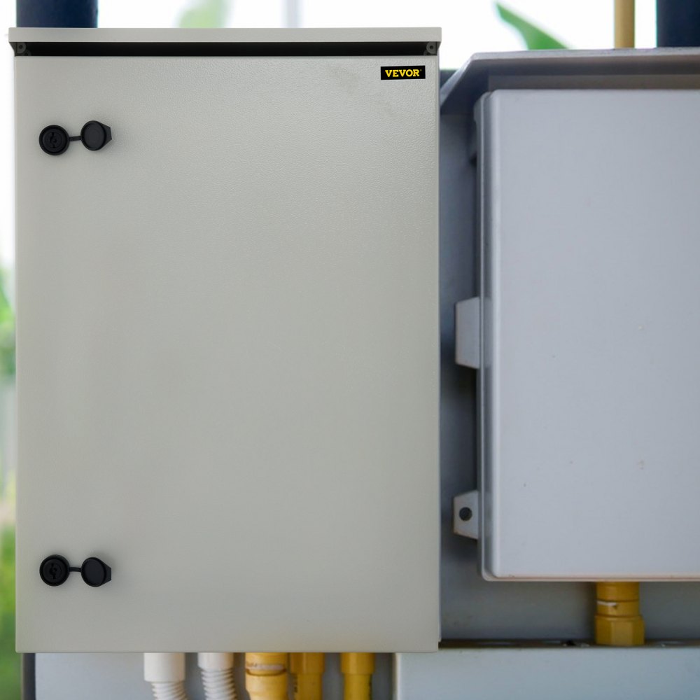VEVOR Caja Eléctrica, 60 x 40 x 20 cm, Probada Según los Estándares NEMA 4, Caja de Conexiones con Bisagras de Acero al Carbono Laminado en Frío IP65 Impermeable y Prueba de Polvo, Gris Blanco