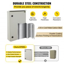 Caja eléctrica VEVOR, 24' x 16' x 8', caja exterior NEMA 4 certificada por  caja de conexiones con bisagras de acero al carbono laminado en frío a prueba de agua y polvo IP65 para uso en interiores y exteriores, con capota de lluvia
