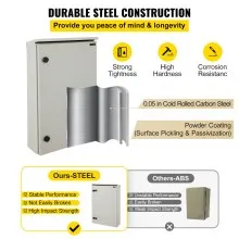 Caja eléctrica VEVOR, 24' x 16' x 8', caja exterior NEMA 4 certificada por  caja de conexiones con bisagras de acero al carbono laminado en frío a prueba de agua y polvo IP65 para uso en interiores y exteriores, con capota de lluvia