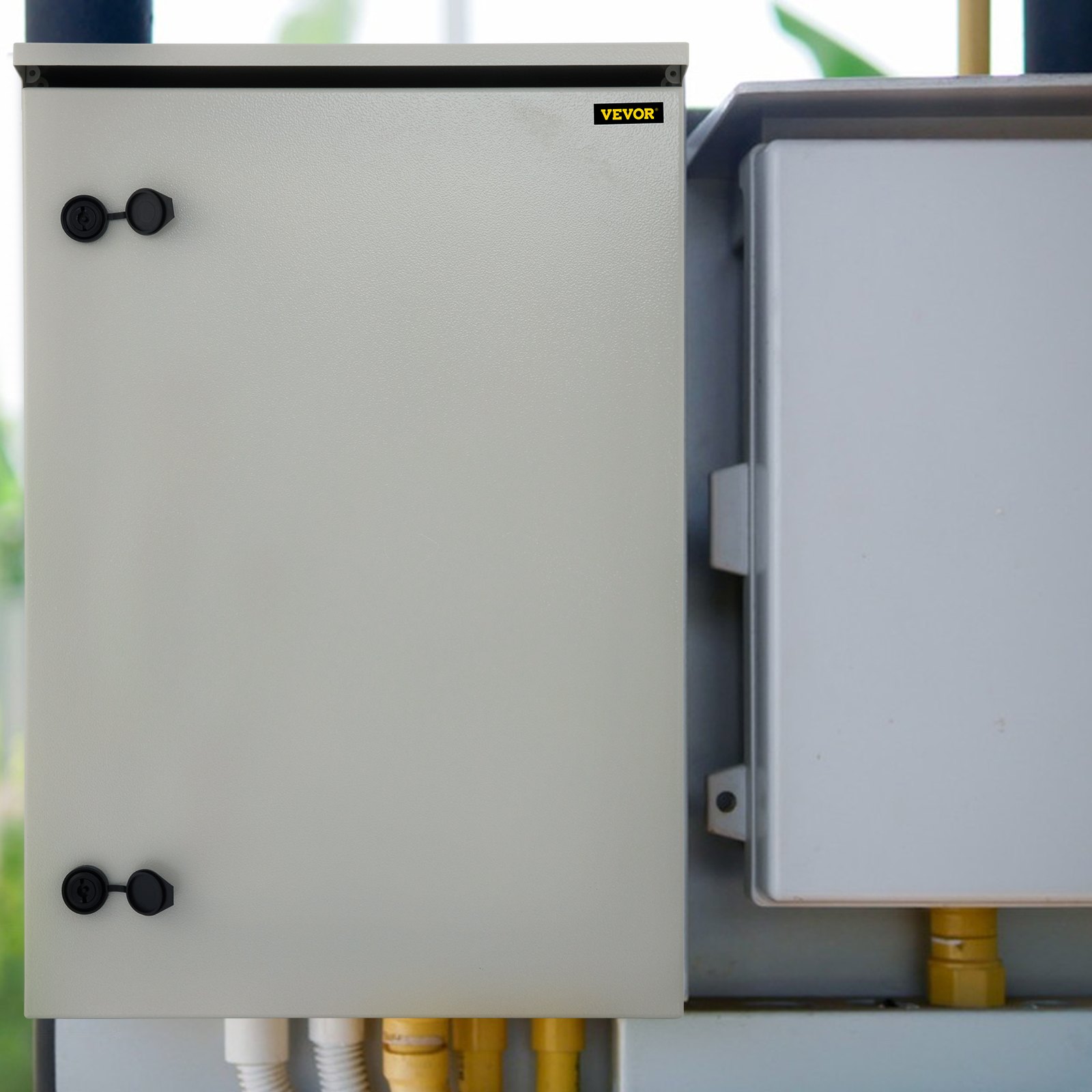 VEVOR Caja Eléctrica, 60 x 40 x 20 cm, Probada Según los Estándares NEMA 4, Caja de Conexiones con Bisagras de Acero al Carbono Laminado en Frío IP65 Impermeable y Prueba de Polvo, Gris Blanco