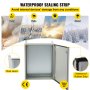 Caja eléctrica VEVOR, 24 x 16 x 10 pulgadas, probada según los estándaresNEMA 4, caja de conexiones con bisagras de acero al carbono laminado en frío IP65 impermeable y a prueba de polvo para uso en interiores y exteriores, con capucha para lluvia