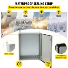 Caja eléctrica VEVOR, 24' x 16' x 10', caja exterior NEMA 4 certificada por  caja de conexiones con bisagras de acero al carbono laminado en frío a prueba de agua y polvo IP65 para uso en interiores y exteriores, con capota de lluvia
