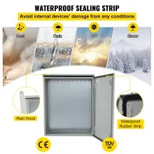 Caja eléctrica VEVOR, 24' x 24' x 8', caja exterior NEMA 4 certificada por  caja de conexiones con bisagras de acero al carbono laminado en frío a prueba de agua y polvo IP65 para uso en interiores y exteriores, con capota de lluvia