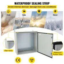 Caja eléctrica VEVOR, 28' x 20' x 8', caja exterior NEMA 4 certificada por  caja de conexiones con bisagras de acero al carbono laminado en frío a prueba de agua y polvo IP65 para uso en interiores y exteriores, con capota de lluvia