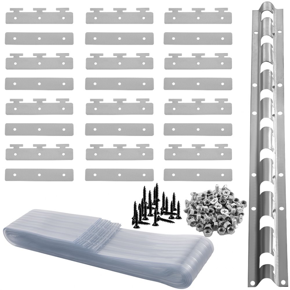 Cortina de plástico VEVOR, cortina de tira de plástico de 6 pies de ancho x 8 pies de altura, cortina de PVC transparente para congelador, tira de puerta de plástico de 0,08 pulgadas de grosor con más del 50% de superposición para cámaras frigoríficas, almacenes y salas limpias