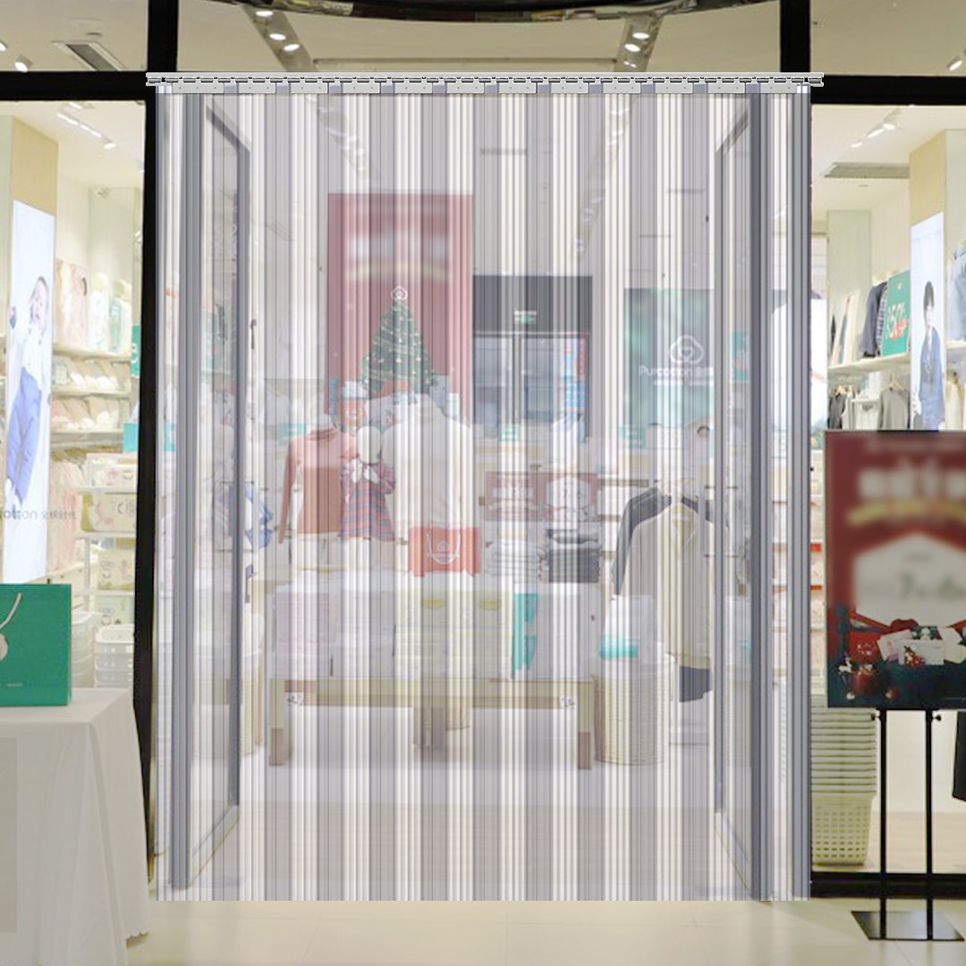 Cortina de plástico VEVOR, cortina de tira de plástico de 6 pies de ancho x 8 pies de altura, cortina de PVC transparente para congelador, tira de puerta de plástico de 0,08 pulgadas de grosor con más del 50% de superposición para cámaras frigoríficas, almacenes y salas limpias