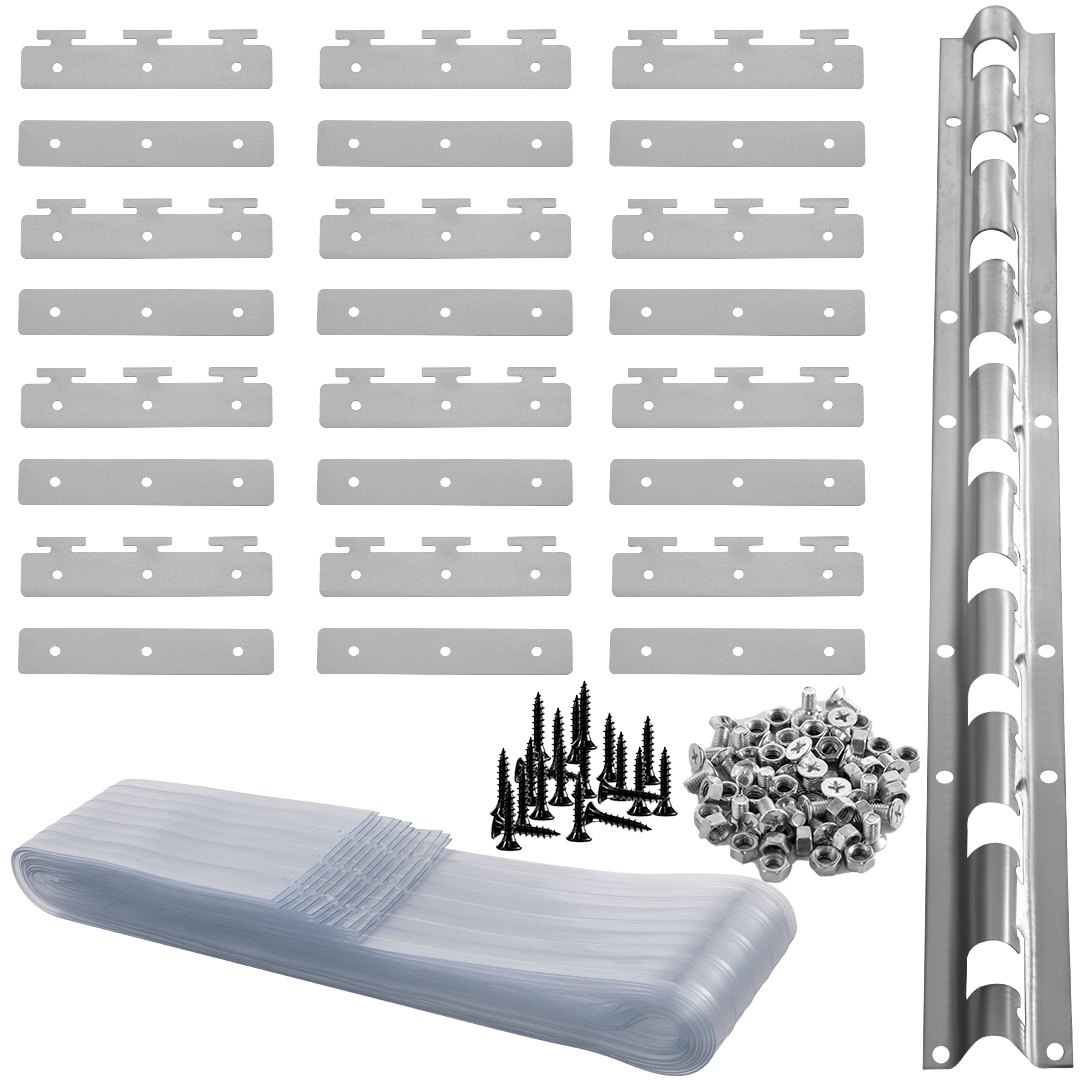 Cortina de plástico VEVOR, cortina de tira de plástico de 6 pies de ancho x 8 pies de altura, cortina de PVC transparente para congelador, tira de puerta de plástico de 0,08 pulgadas de grosor con más del 50% de superposición para cámaras frigoríficas, almacenes y salas limpias