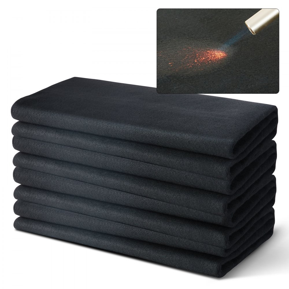 Manta de soldadura de fieltro de carbono VEVOR (paquete de 4), 94 x 91 cm, ignífuga, resistente al calor hasta 928 °C, almohadilla aislante de fibra de carbono cortable y ignífuga.