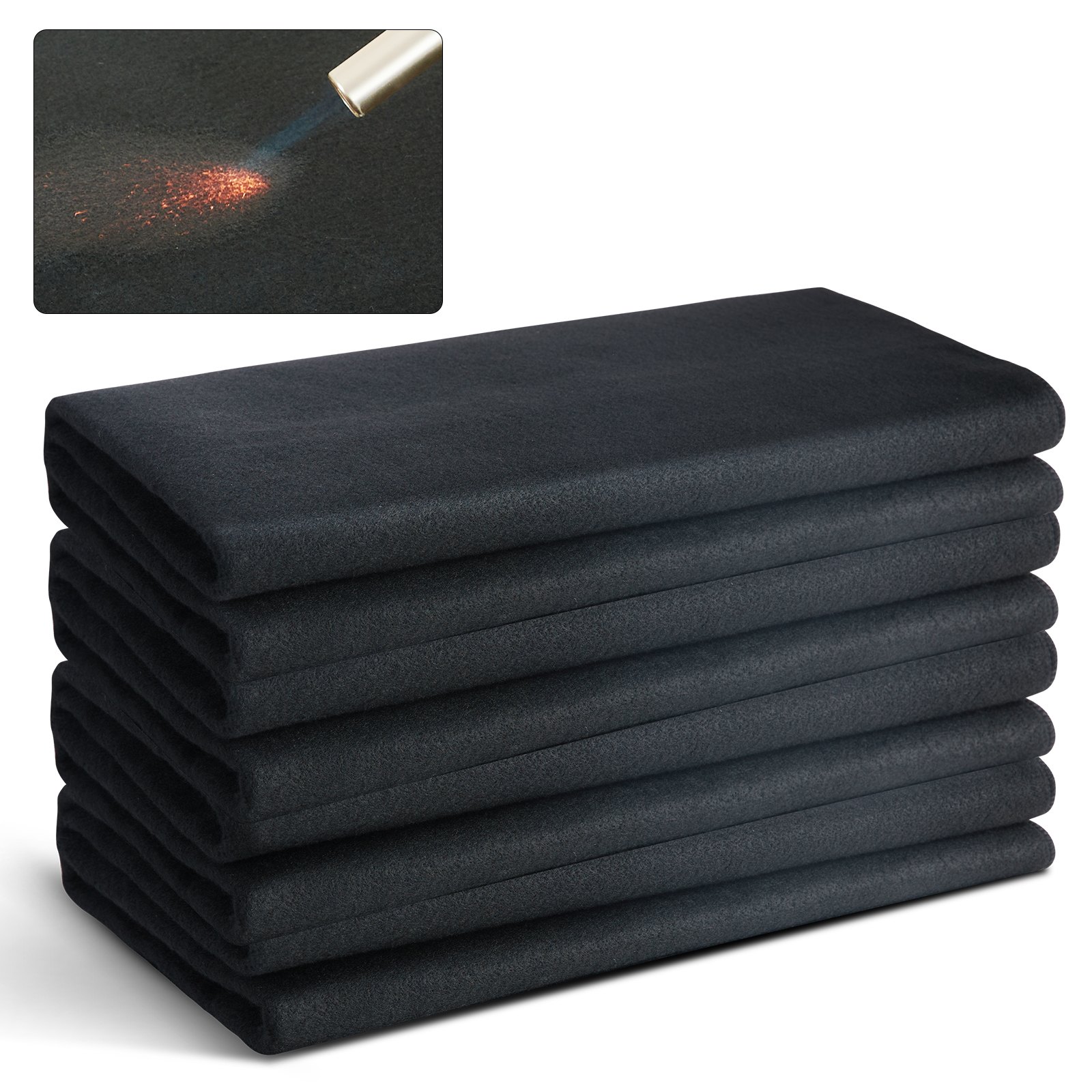 Manta de soldadura de fieltro de carbono VEVOR (paquete de 4), 94 x 91 cm, ignífuga, resistente al calor hasta 928 °C, almohadilla aislante de fibra de carbono cortable y ignífuga.