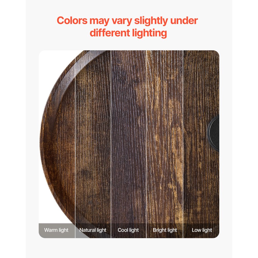 VEVOR Mesa auxiliar, mesa auxiliar redonda de 2 niveles con estantes abiertos, mesita de noche moderna con puerto de carga USB y CA, escritorio madera para sala de estar, dormitorio, oficina, marrón