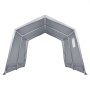 Cobertizo portátil VEVOR, estructura de tienda gris con postes de metal y cubierta de tela, solución de almacenamiento para exteriores.