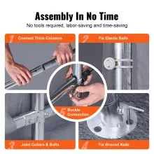 VEVOR cobertizo portátil para almacenamiento al aire libre, 7 x 12 x 7.36 pies, resistente para todas las estaciones, cobertizos de lona para almacenamiento instantáneo con puerta enrollable con cremallera y ventanas ventiladas para motocicleta, bicicleta, herramientas de jardín