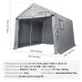 Tienda de campaña para exteriores VEVOR, 2,4 x 4,3 x 2,3 m, duradera, de temporada, con toldo de instalación instantánea, puerta enrollable y ventanas transpirables para bicicletas, motocicletas y equipos de jardinería.