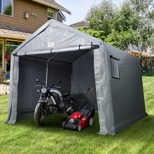 VEVOR Cobertizo portátil para almacenamiento al aire libre, 8 x 14 x 7,6 pies, cobertizo de lona para tienda de campaña de almacenamiento instantáneo resistente con puerta enrollable con cremallera y ventanas ventiladas para motocicletas, bicicletas, herramientas de jardín