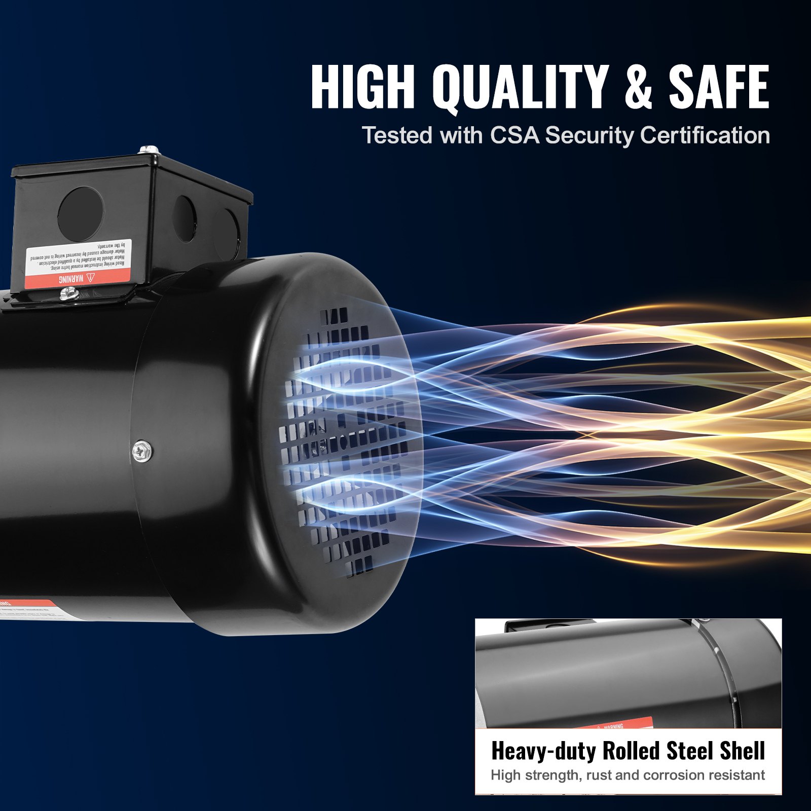 Motor eléctrico VEVOR de 2 HP, 3450 rpm, CA 230 V/460 V, chasis 56C, motor compresor de aire trifásico, eje con chaveta de 5/8", rotación en sentido horario/antihorario para maquinaria agrícola y equipos generales.