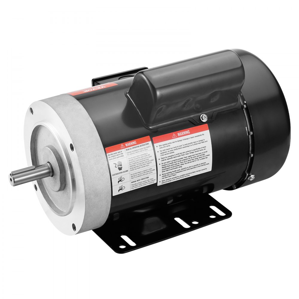 Motor eléctrico VEVOR de 1 HP, 1725 rpm, CA 115 V/230 V, chasis 56C, motor compresor de aire monofásico, eje con chaveta de 5/8", rotación en sentido horario/antihorario para maquinaria agrícola y equipos generales.