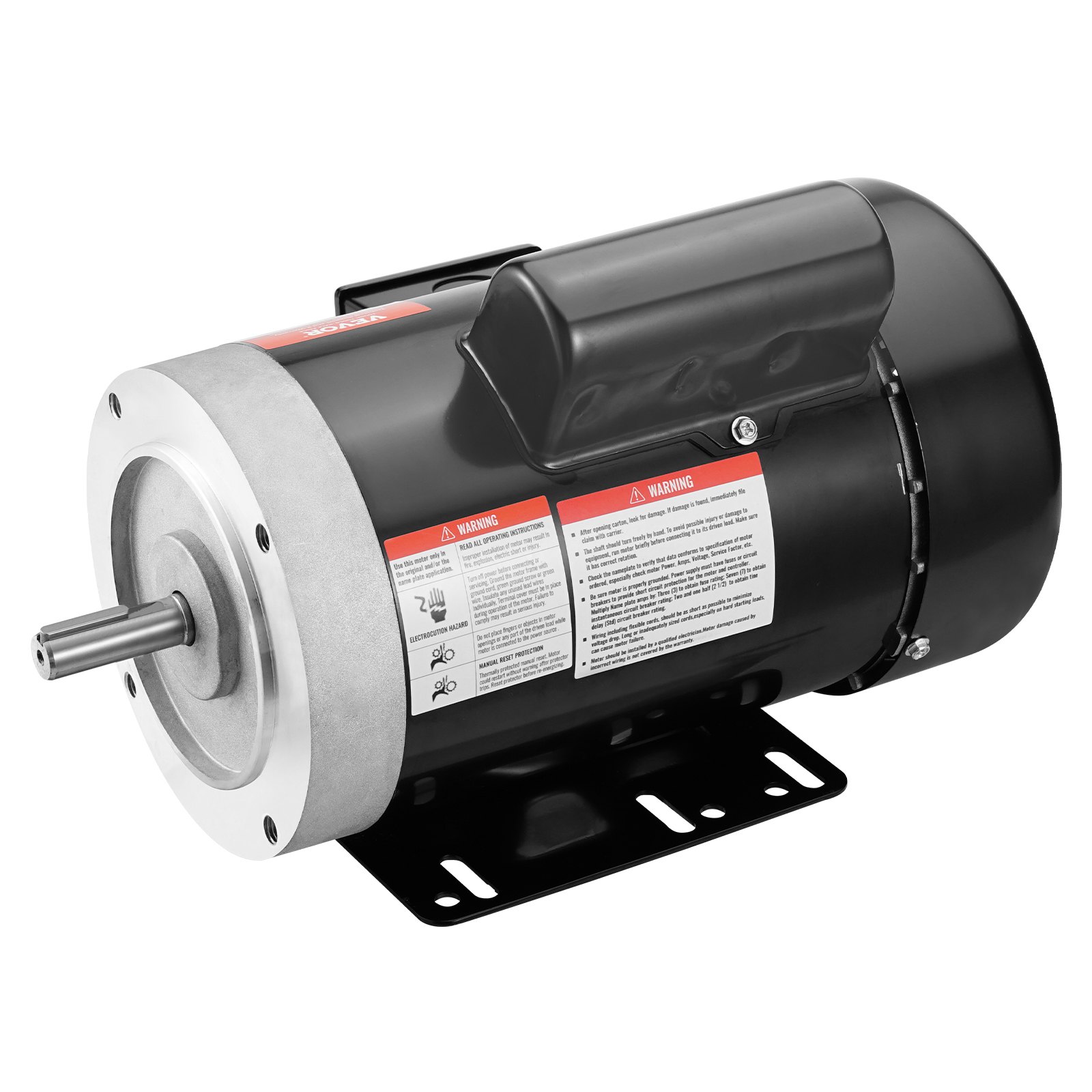 Motor eléctrico VEVOR de 1 HP, 1725 rpm, CA 115 V/230 V, chasis 56C, motor compresor de aire monofásico, eje con chaveta de 5/8", rotación en sentido horario/antihorario para maquinaria agrícola y equipos generales.