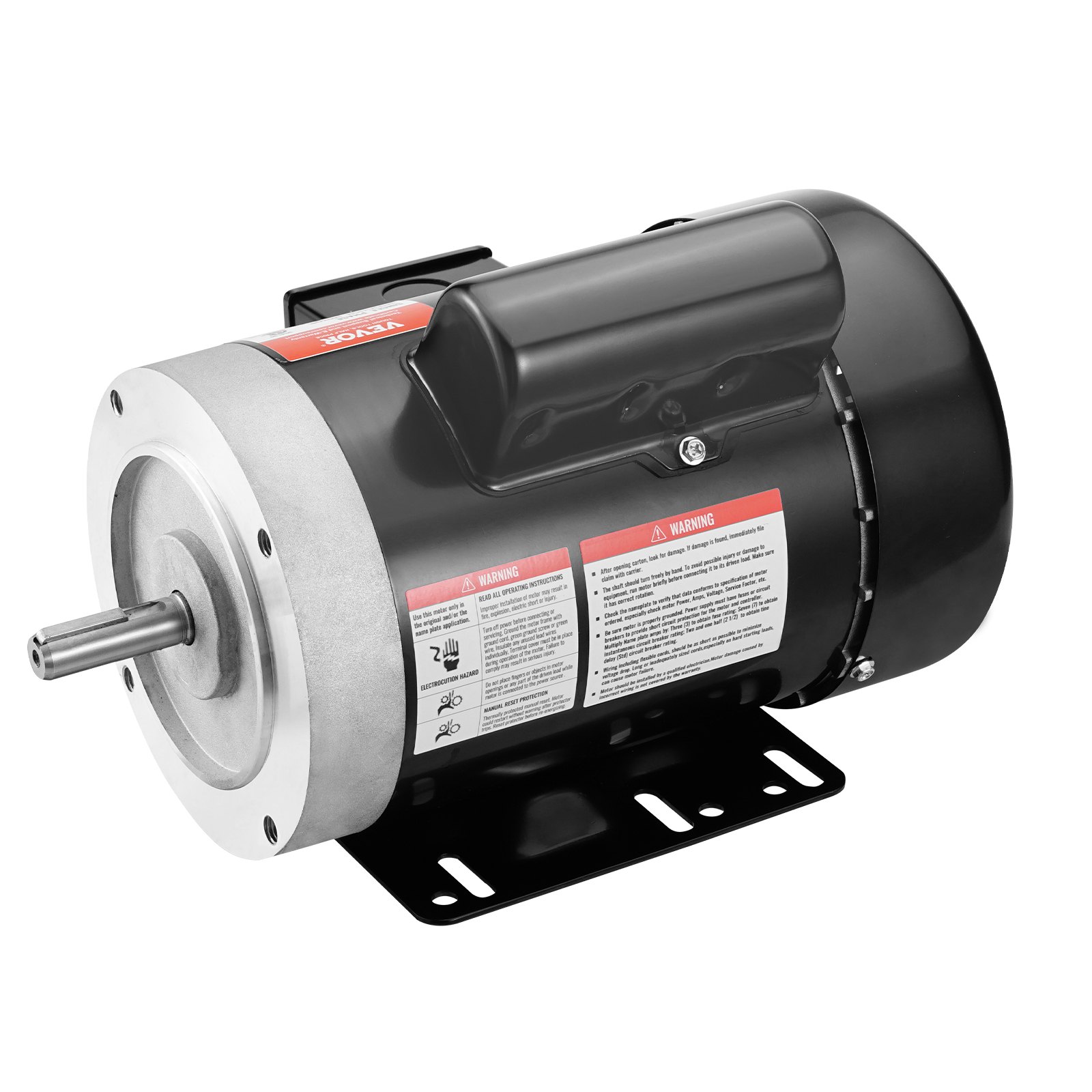 Motor eléctrico VEVOR de 0,75 HP, 1725 rpm, CA 115 V/230 V, chasis 56C, motor compresor de aire monofásico, eje con chaveta de 5/8", rotación en sentido horario/antihorario para maquinaria agrícola y equipos generales.