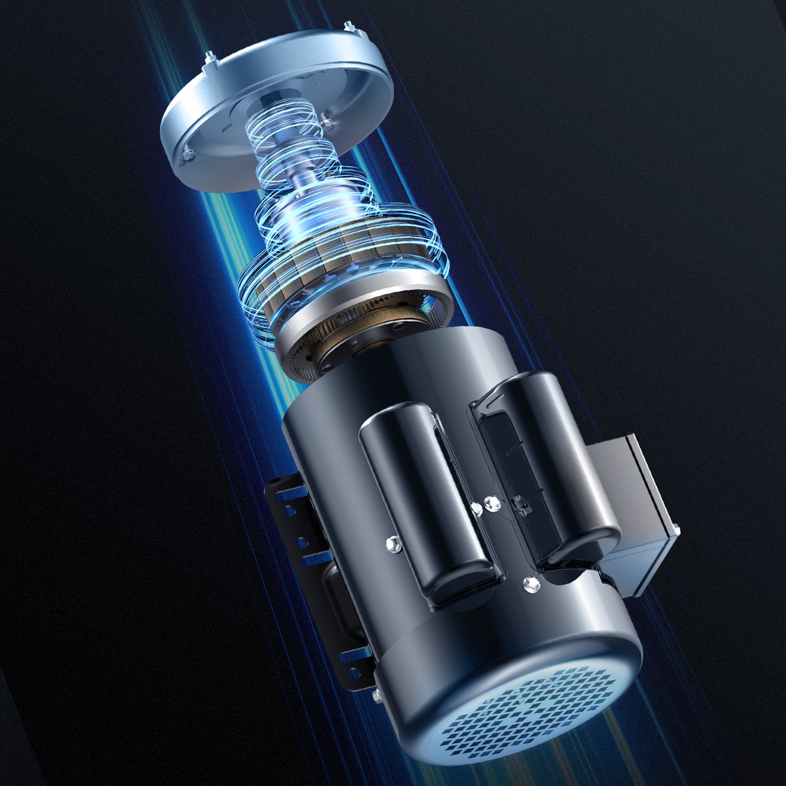 Motor eléctrico VEVOR de 1,5 HP, 3450 rpm, CA 115 V/230 V, bastidor de 56, motor compresor de aire monofásico, eje con chaveta de 5/8", rotación en sentido horario/antihorario para maquinaria agrícola y equipos generales.