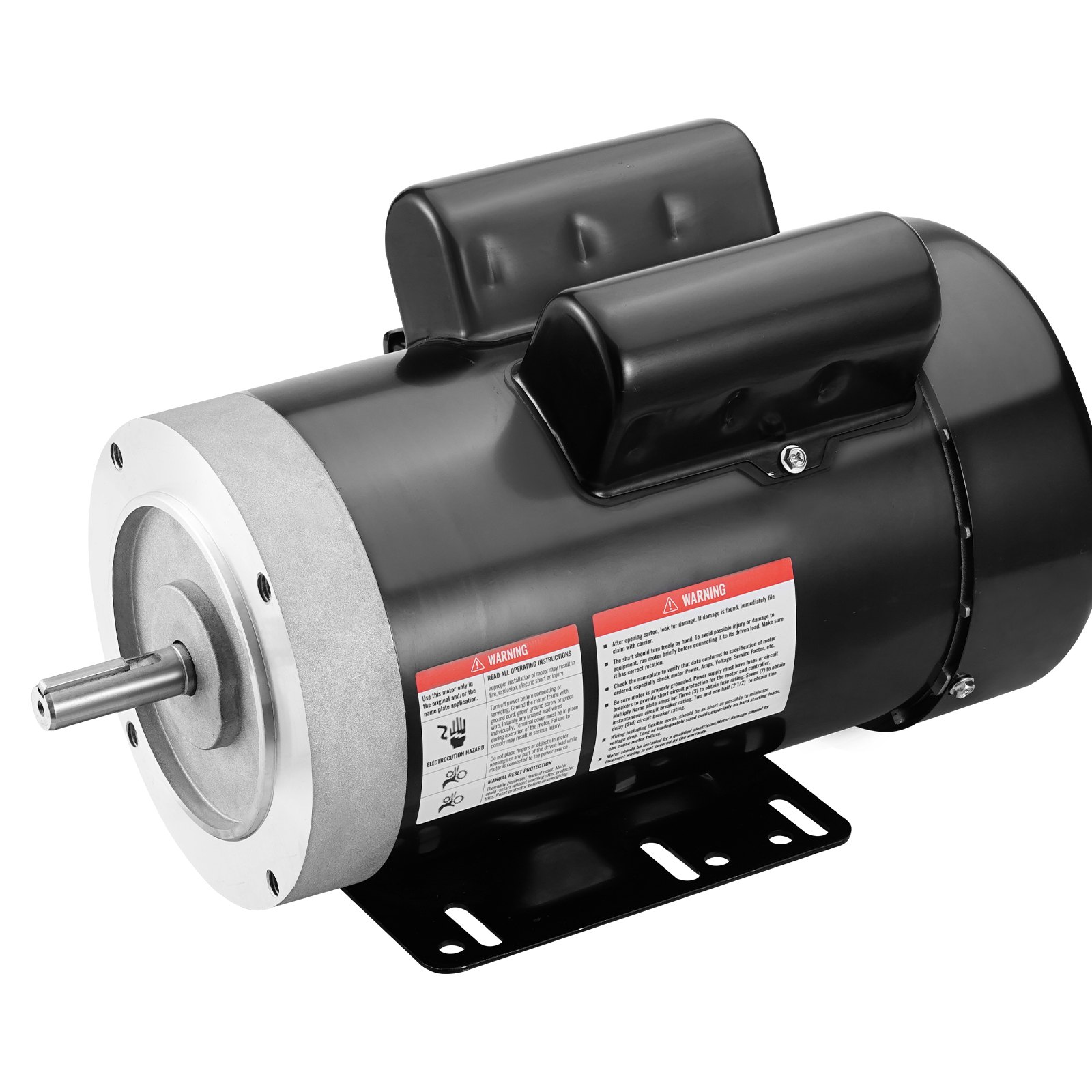 Motor eléctrico VEVOR de 2 HP, 1725 rpm, CA 115 V/230 V, chasis 56C, motor compresor de aire monofásico, eje con chaveta de 5/8", rotación en sentido horario/antihorario para maquinaria agrícola y equipos generales.
