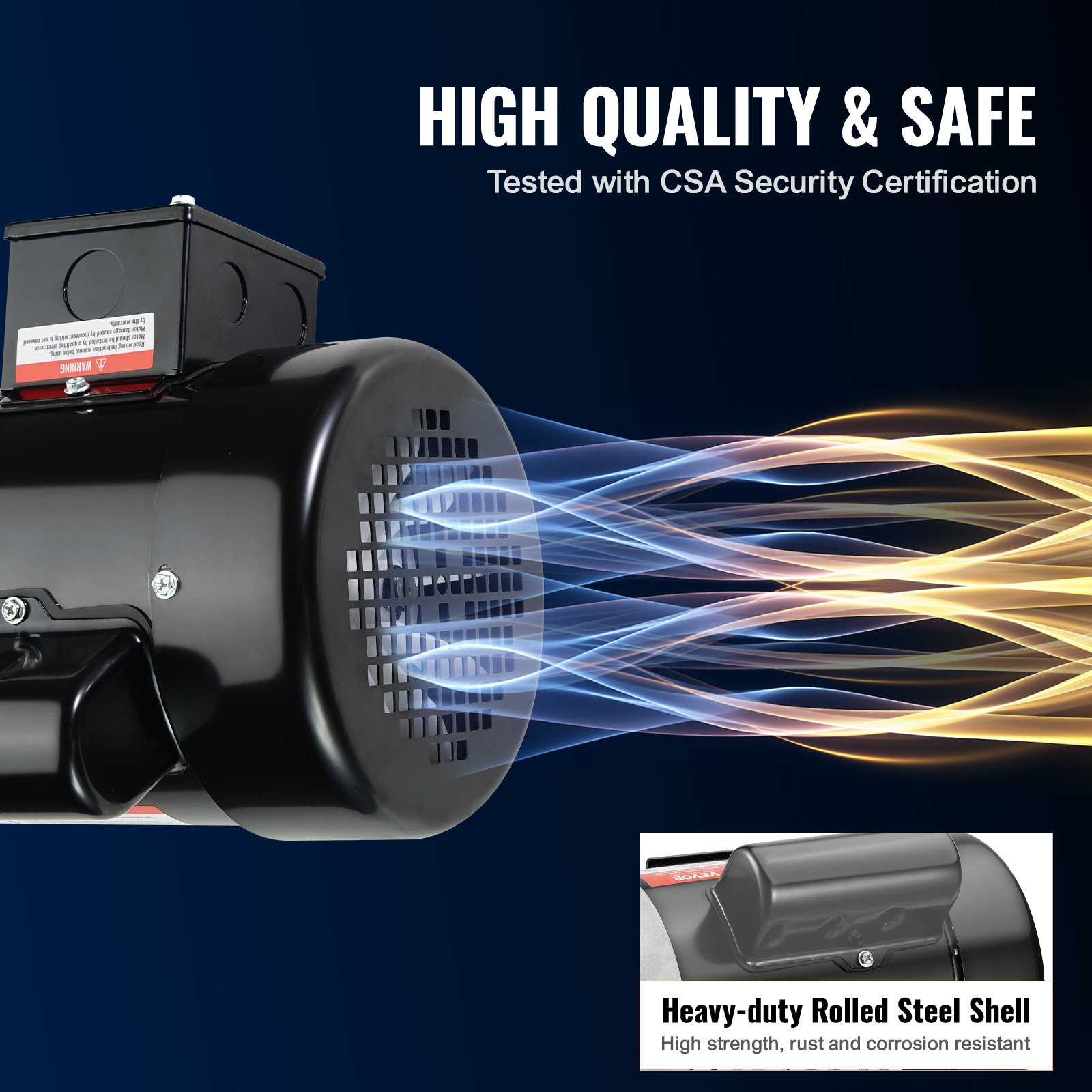 Motor eléctrico VEVOR de 1 HP, 3450 rpm, CA 115 V/230 V, chasis 56C, motor compresor de aire monofásico, eje con chaveta de 5/8", rotación en sentido horario/antihorario para maquinaria agrícola y equipos generales.