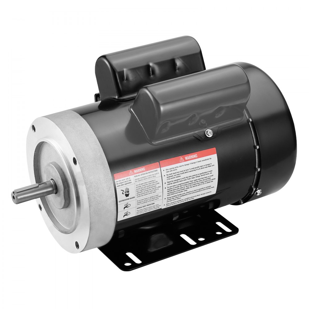 Motor eléctrico VEVOR de 1,5 HP, 3450 rpm, CA 115 V/230 V, chasis 56C, motor compresor de aire monofásico, eje con chaveta de 5/8", rotación en sentido horario/antihorario para maquinaria agrícola y equipos generales.