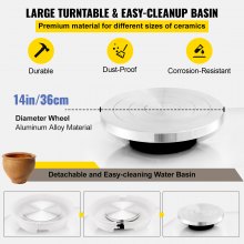VEVOR Torno Alfarero Pottery Wheel 36cm Máquina formadora de cerámica con pedal Rueda de cerámica para adultos 450W Rueda de cerámica eléctrica