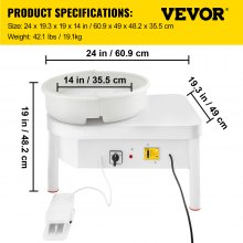 VEVOR Torno Alfarero Pottery Wheel 36cm Máquina formadora de cerámica con pedal Rueda de cerámica para adultos 450W Rueda de cerámica eléctrica