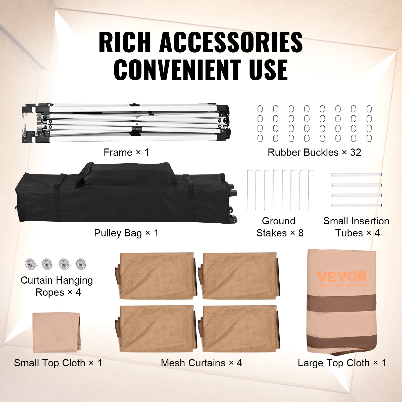 VEVOR - Cenador de patio plegable de 3,3 x 3,3 m para 8-10 personas, con mosquitera, estructura de metal y tela Oxford 250D con revestimiento de poliuretano. Ideal para exteriores, patio, jardín, terraza o césped.