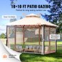 VEVOR Gazebo de patio para 6-8 personas, cenador de patio trasero de 10 x 10 pies, con mosquitera, marco de metal y poliéster 180G recubierto de PU, refugio de dosel al aire libre para patio, patio trasero, césped, jardín, terraza