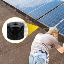VEVOR Panel solar de alambre para pájaros, kit de rollo de protección para criaturas de 6 pulgadas x 98 pies, protector de panel solar con 100 piezas de sujetadores de acero inoxidable, 50 piezas de cables de amarre, alambre recubierto de PVC extraíble para prueba de criaturas de aves de ardilla