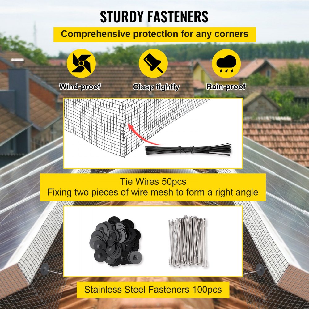 Resistente protector de panel solar VEVOR con características a prueba de viento, cierre hermético y lluvia.