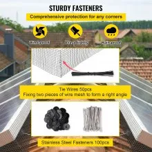 VEVOR Panel solar de alambre para pájaros, kit de rollo de protección para criaturas de 8 pulgadas x 98 pies, protección para panel solar con 100 sujetadores de acero inoxidable, cable de protección recubierto de PVC extraíble para ardillas, pájaros, prueba de criaturas