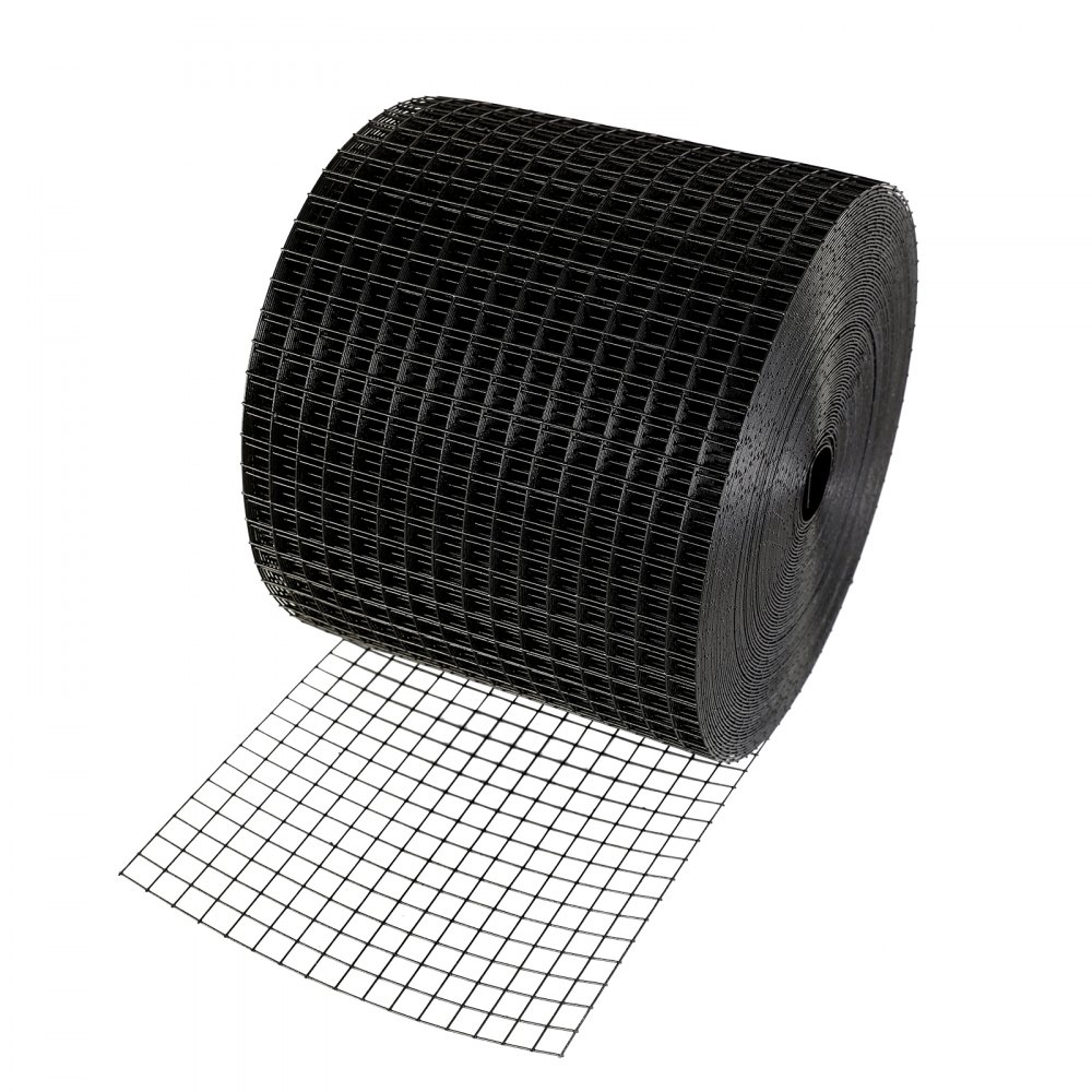Rollo negro de malla protectora de pájaros con panel solar VEVOR con patrón de cuadrícula cuadrada.