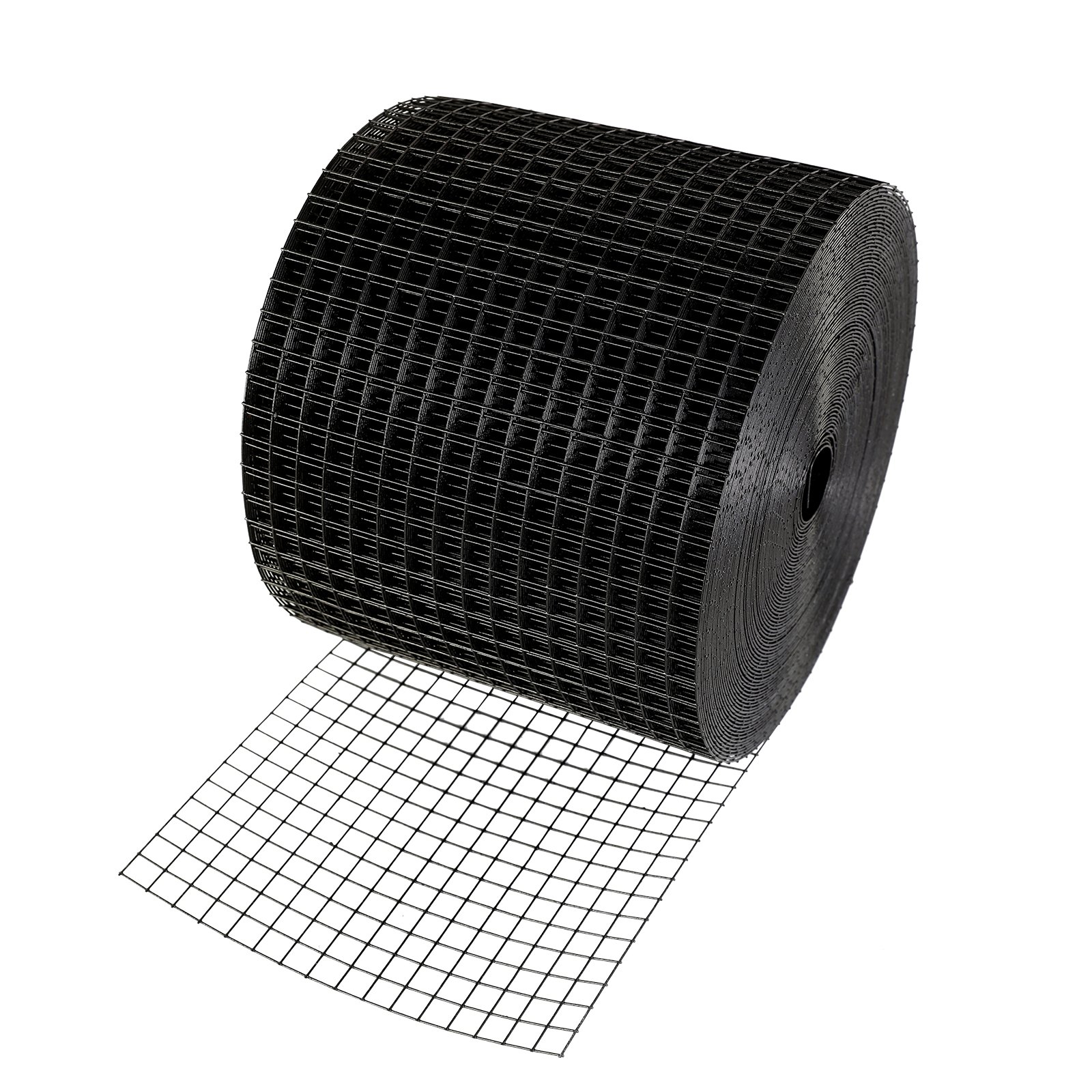 Rollo negro de malla protectora de pájaros con panel solar VEVOR con patrón de cuadrícula cuadrada.