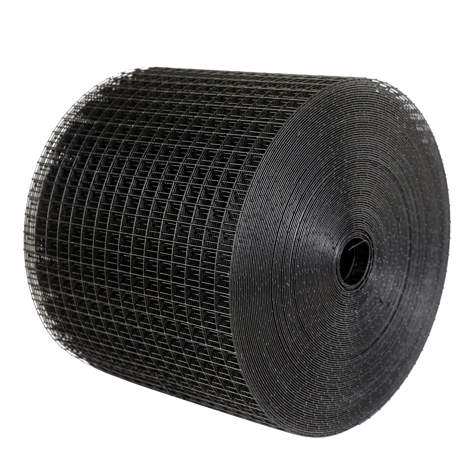 Rollo negro de malla protectora de pájaros con panel solar VEVOR con patrón de cuadrícula.