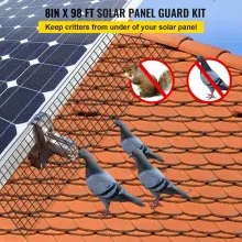VEVOR Panel solar de alambre para pájaros, kit de rollo de protección para criaturas de 8 pulgadas x 98 pies, protector de panel solar con 50 cables de amarre, kit de rollo de alambre de protección recubierto de PVC extraíble para pruebas de roedores y ardillas