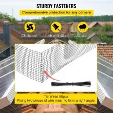 VEVOR Panel solar de alambre para pájaros, kit de rollo de protección para criaturas de 8 pulgadas x 98 pies, protector de panel solar con 50 cables de amarre, kit de rollo de alambre de protección recubierto de PVC extraíble para pruebas de roedores y ardillas