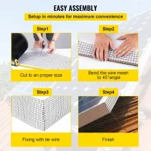 VEVOR Panel solar de alambre para pájaros, kit de rollo de protección para criaturas de 8 pulgadas x 98 pies, protector de panel solar con 50 cables de amarre, kit de rollo de alambre de protección recubierto de PVC extraíble para pruebas de roedores y ardillas