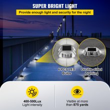 VEVOR Luces de entrada Paquete de 24 luces solares de entrada Blanco brillante con tornillo Luces solares de cubierta Luces de muelle inalámbricas impermeables al aire libre 6 LED para advertencia de camino Jardín Pasarela Pasos de acera
