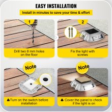 VEVOR Luces de entrada Paquete de 24 luces solares de entrada Blanco brillante con tornillo Luces solares de cubierta Luces de muelle inalámbricas impermeables al aire libre 6 LED para advertencia de camino Jardín Pasarela Pasos de acera