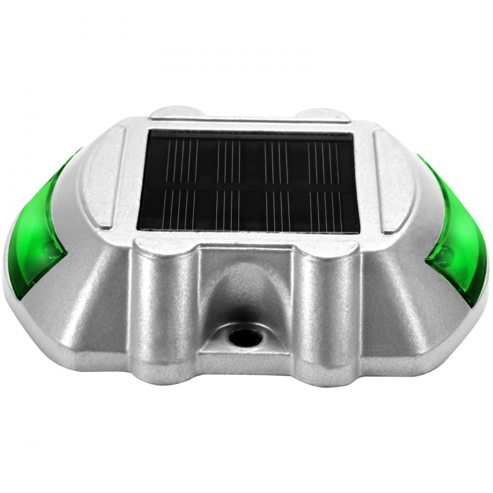 Luces de entrada solares VEVOR con luces LED verdes y carcasa de aluminio.