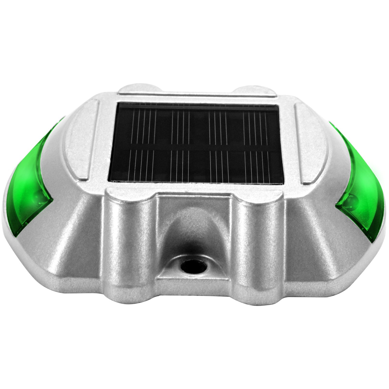 Luces de entrada solares VEVOR con luces LED verdes y carcasa de aluminio.