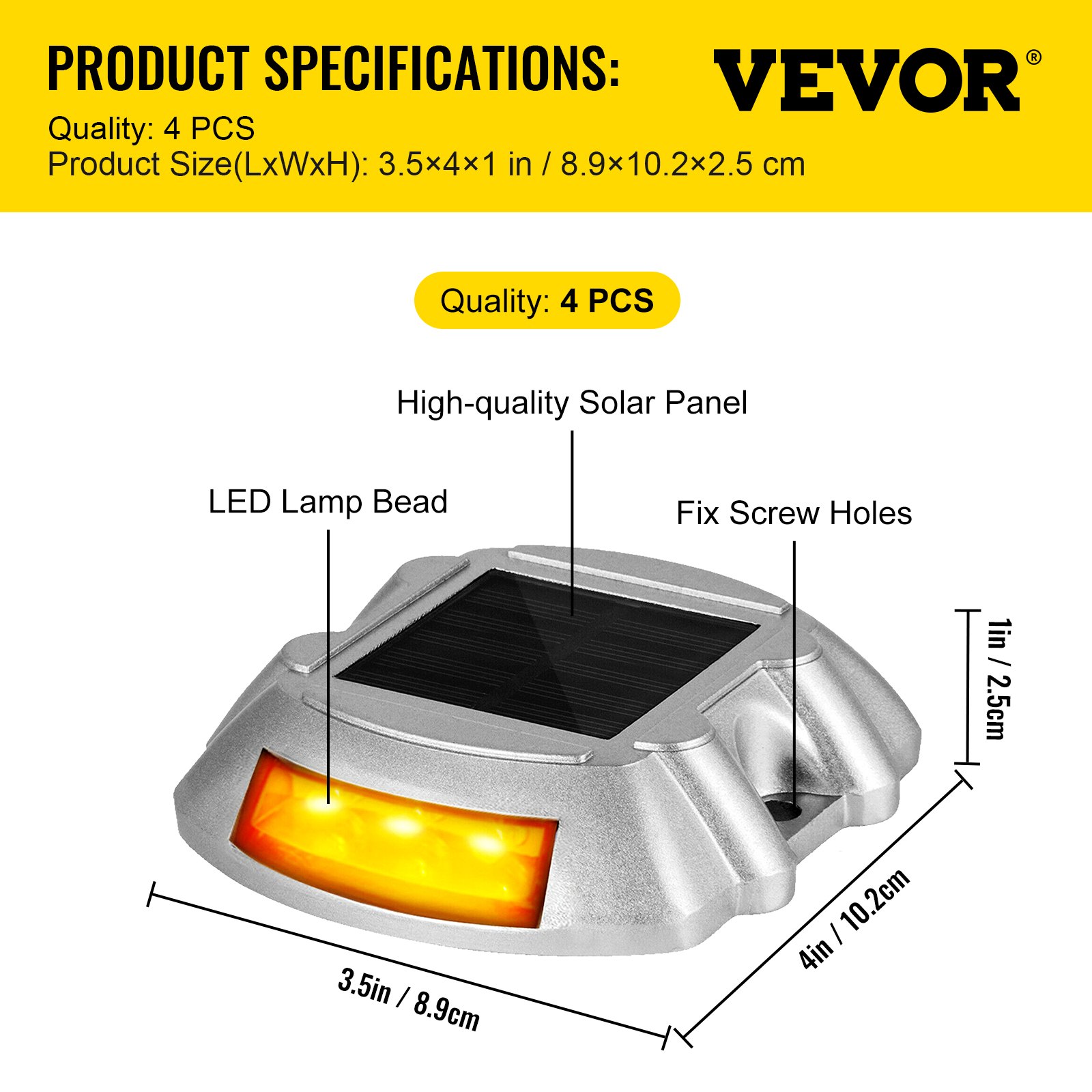 Luces de entrada solares VEVOR con panel solar de alta calidad, lámpara LED y orificios para tornillos fijos.