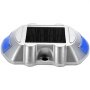 Luces de entrada solares VEVOR con detalles LED azules y una elegante carcasa gris.